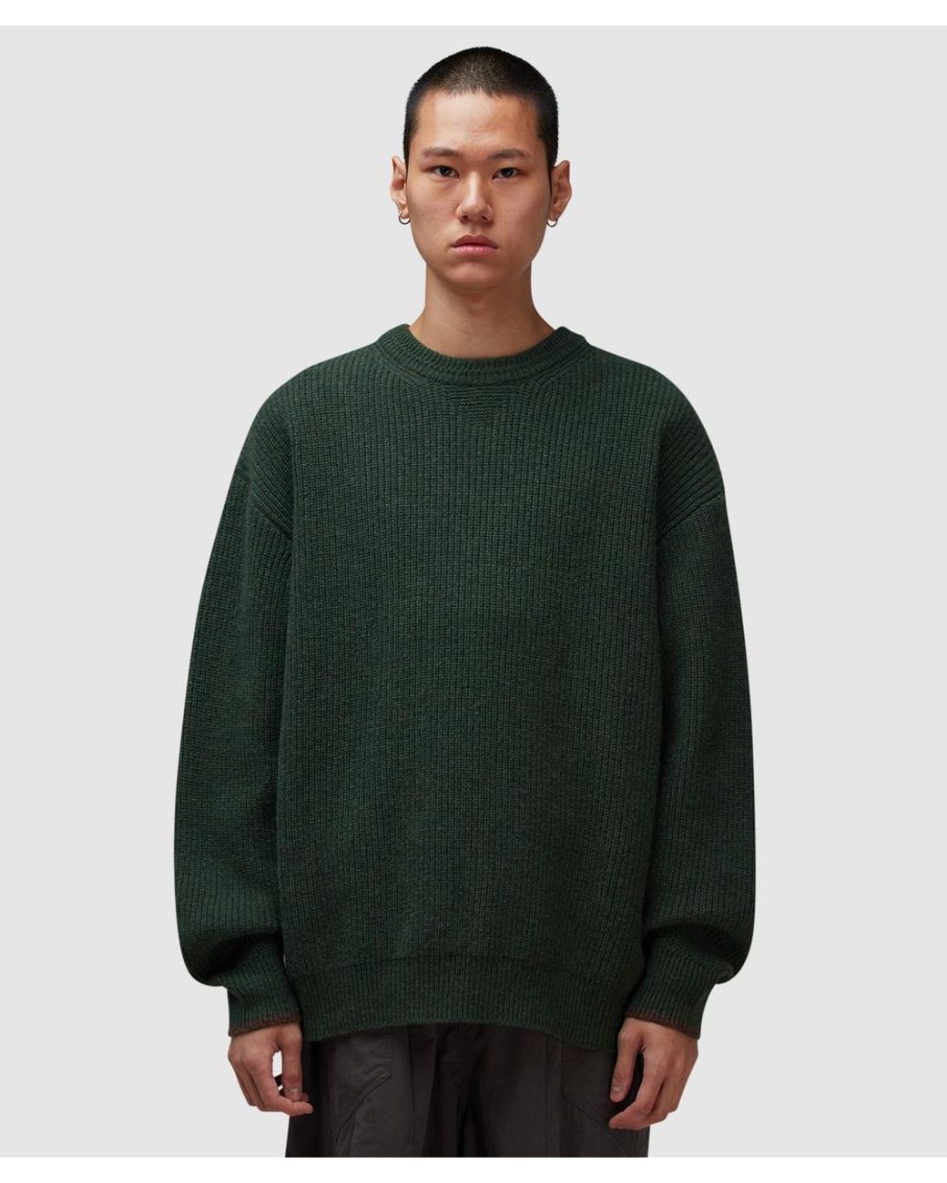 FRIZMWORKS Green Patch Round Pullover Knit Sweater (Forest for men