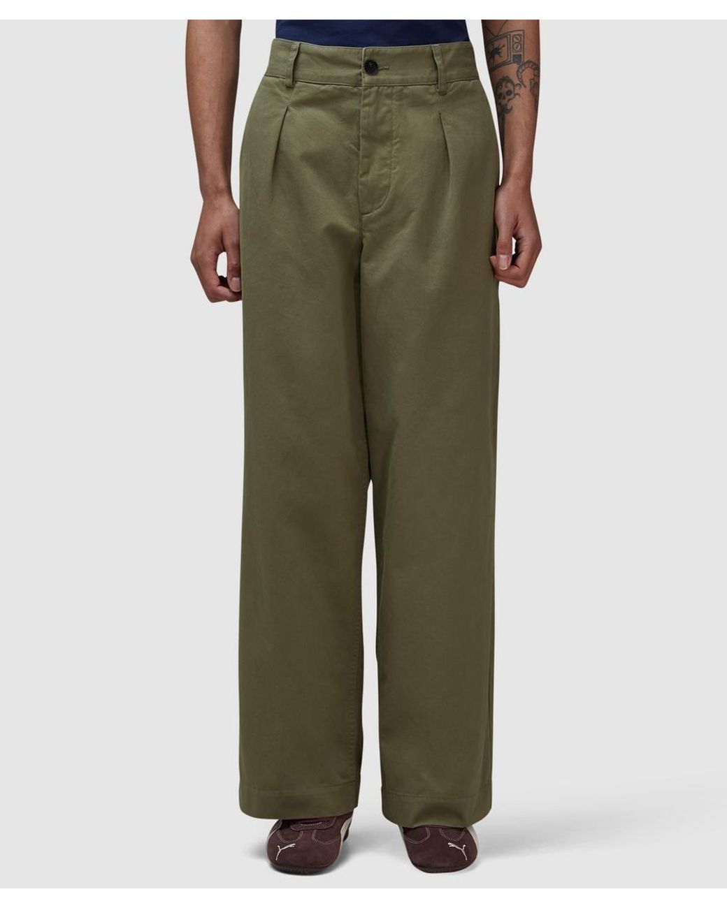 Noah Single Pleat Baggy Pant in Green for Men | Lyst