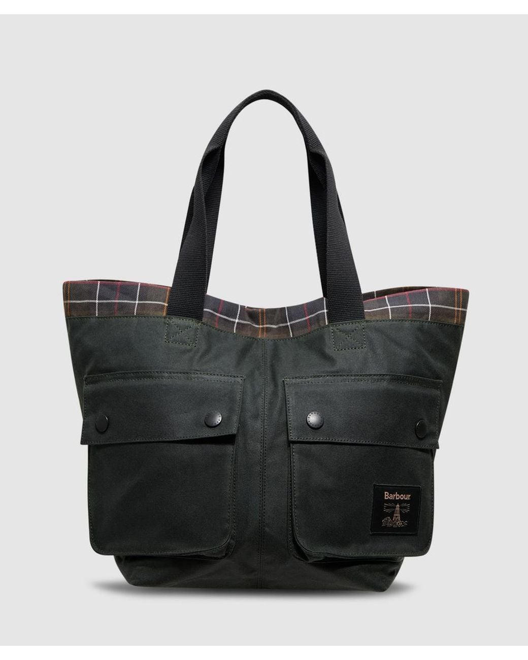 Barbour Black Field Wax Carry All Tote Bag (Sage