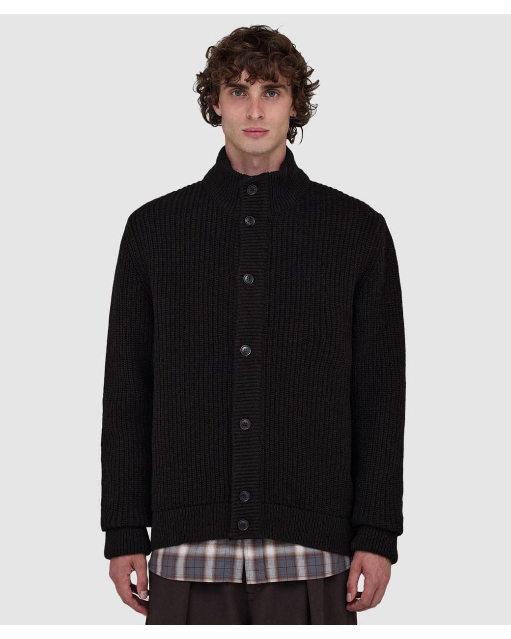 Barbour Black Mordale Knitted Button Through Sweater (Dk for men