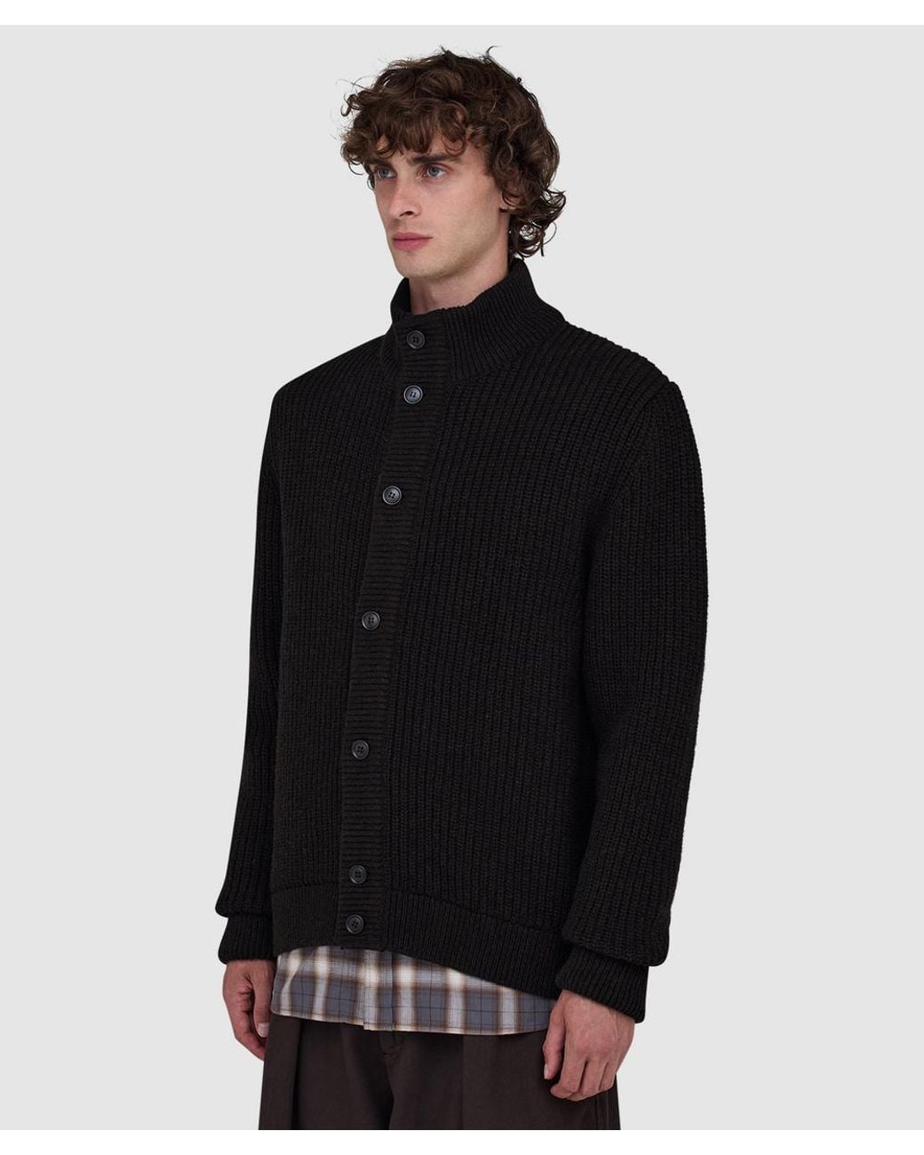 Barbour Black Mordale Knitted Button Through Sweater (Dk for men