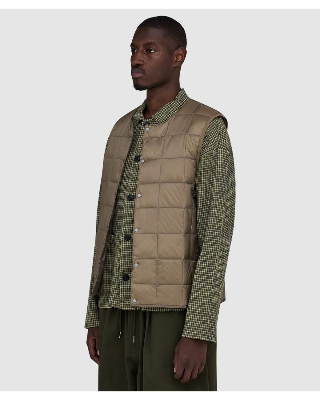 Taion Green Crewneck Down Gilet for men