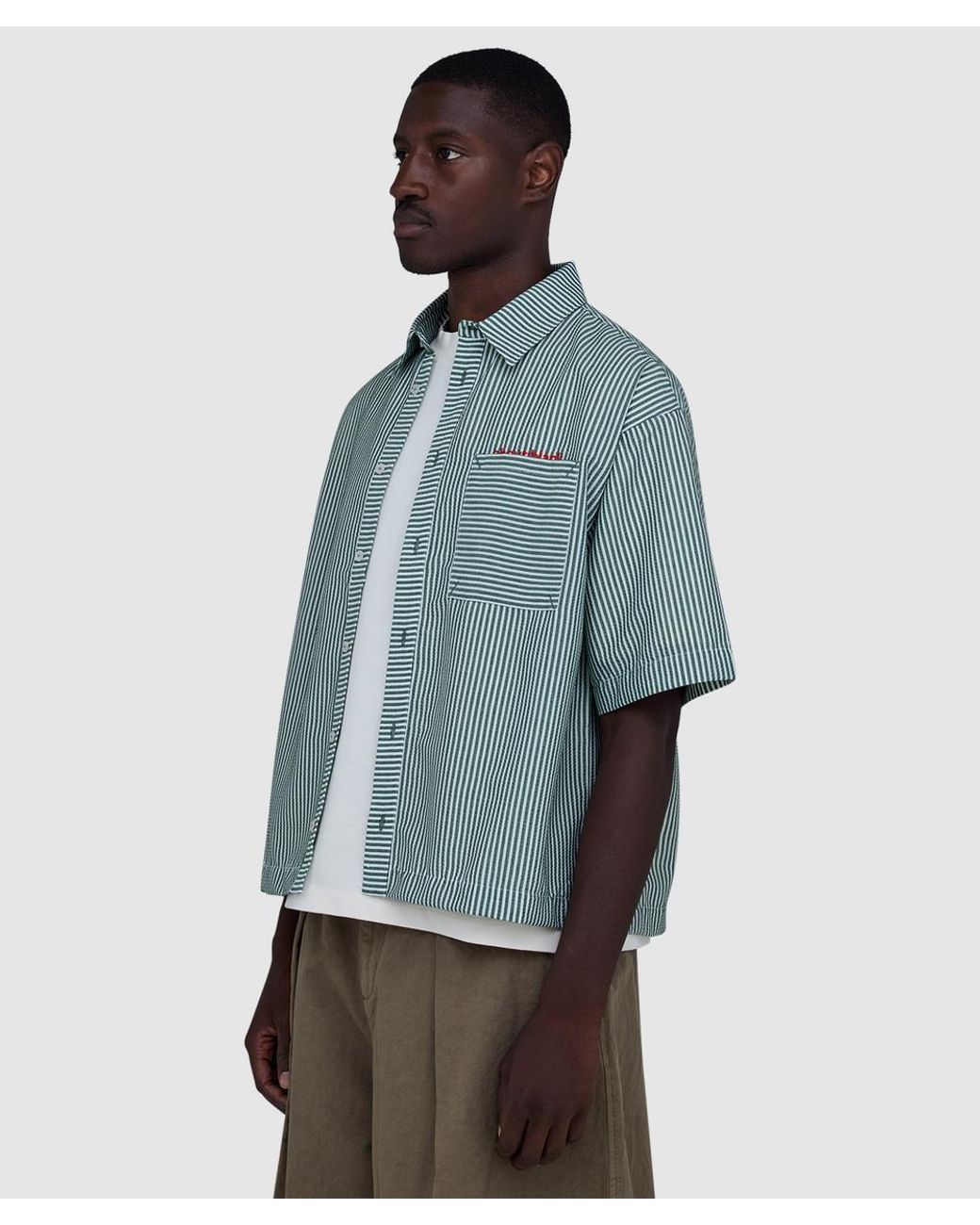 About Blank Blue Seersucker Shirt for men