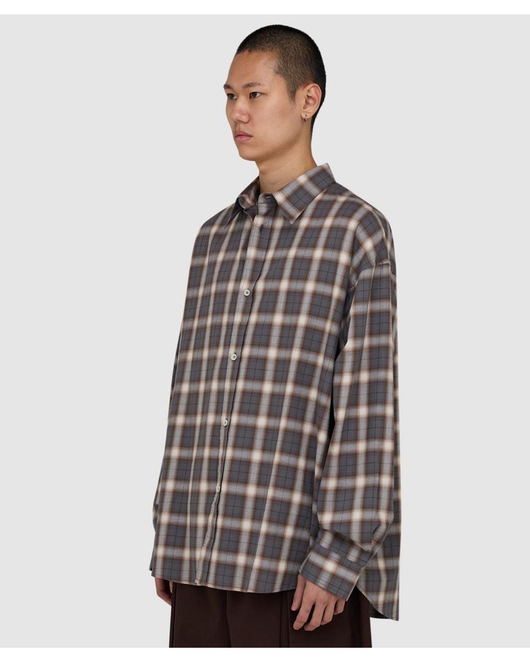 SAGE NATION Gray Chisholm Shirt (Ivory Espresso Check for men