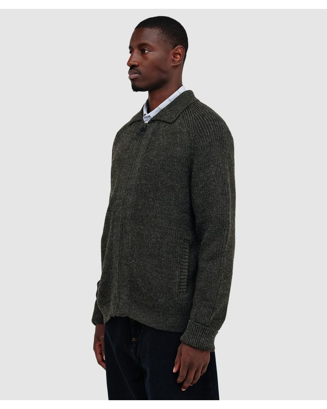 Barbour Black Garthman Zip Cardigan Ink for men