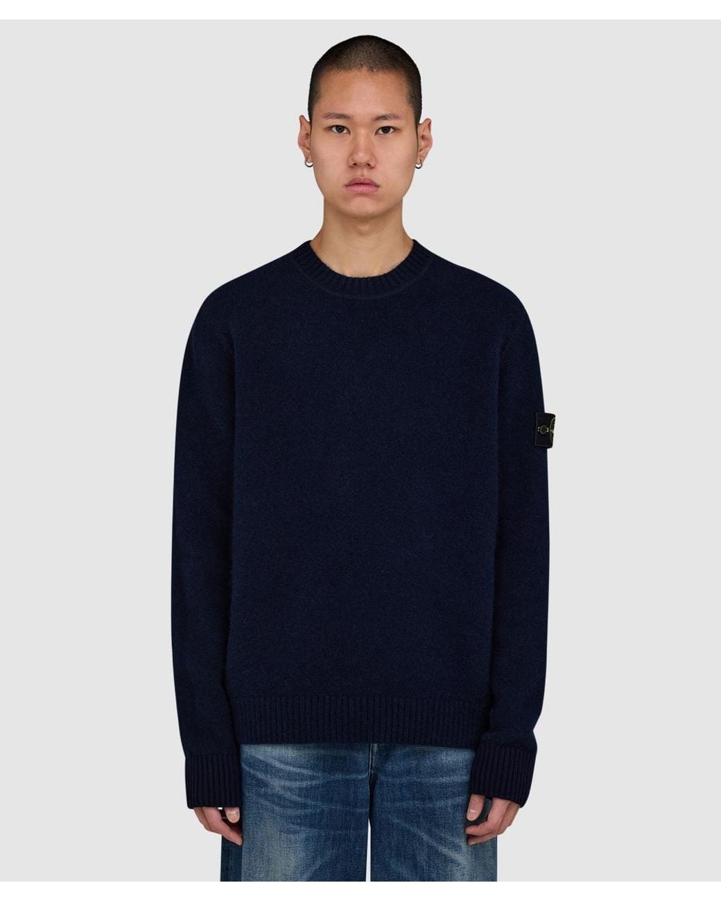 Stone Island Blue Baby Alpaca Blend Sweater for men