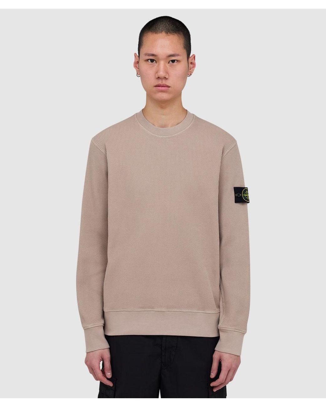 Stone Island Natural Organic Cotton Waffle Fleece Sweatshirt (Desert for men
