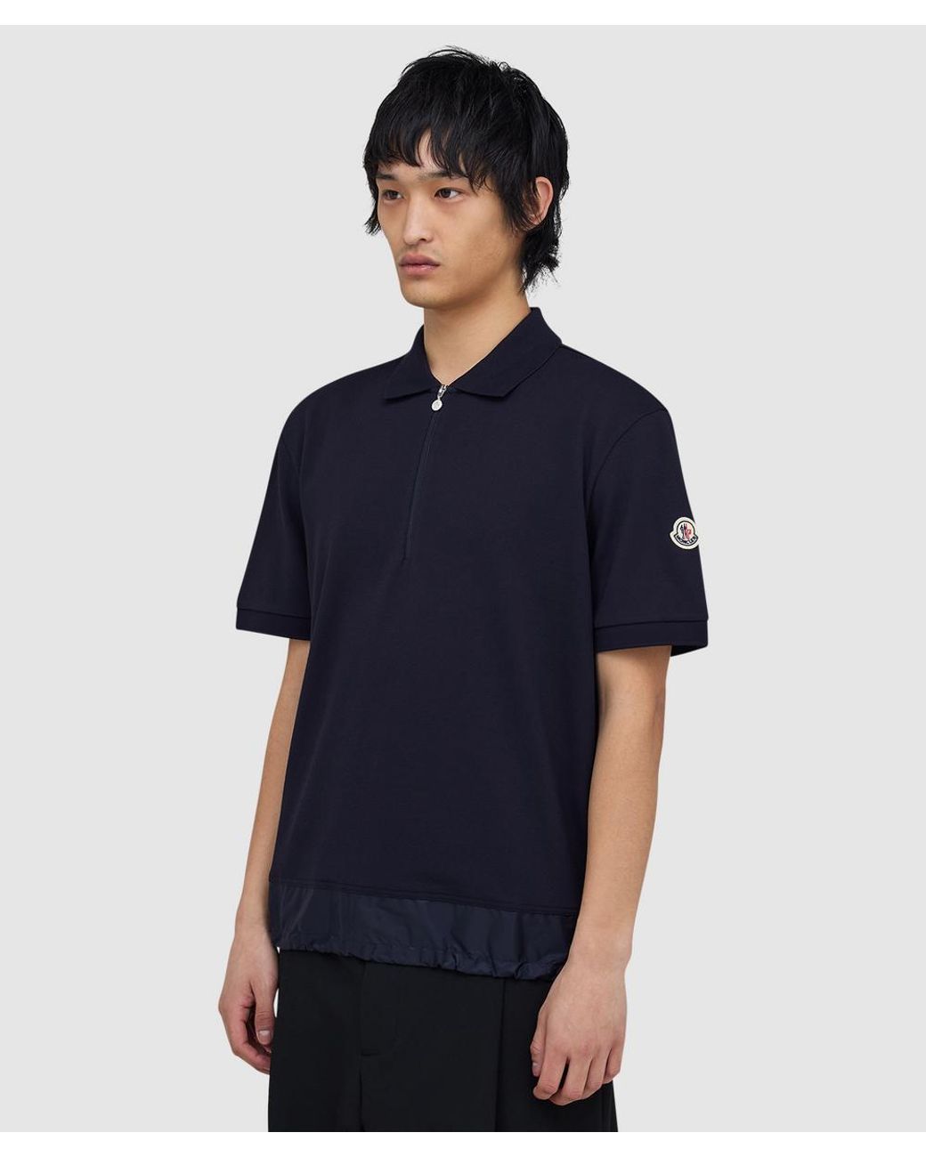 Moncler Blue Quarter Zip Polo Shirt for men
