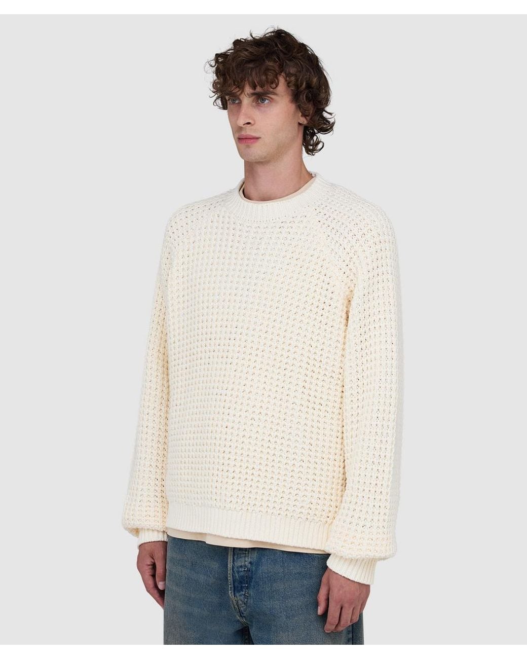 About Blank White Moss Stitch Sweater for men