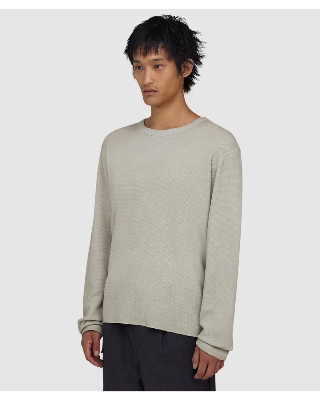 BEACH BRAINS Gray Drive Waffle Long Sleeve T-Shirt for men