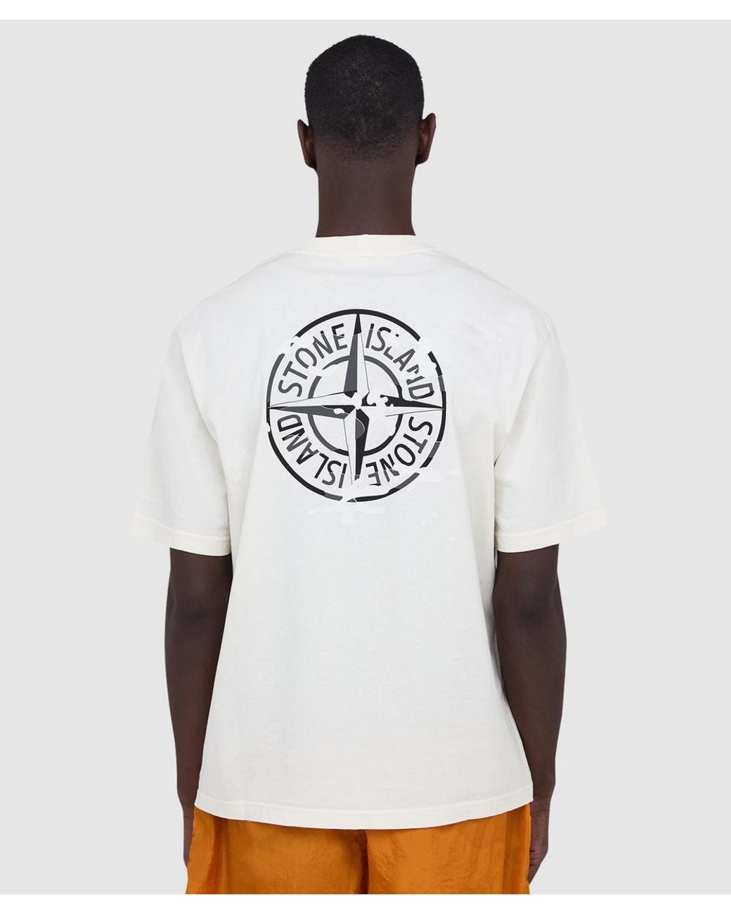 Stone Island White Camo Compass Print T-Shirt (Ivory for men