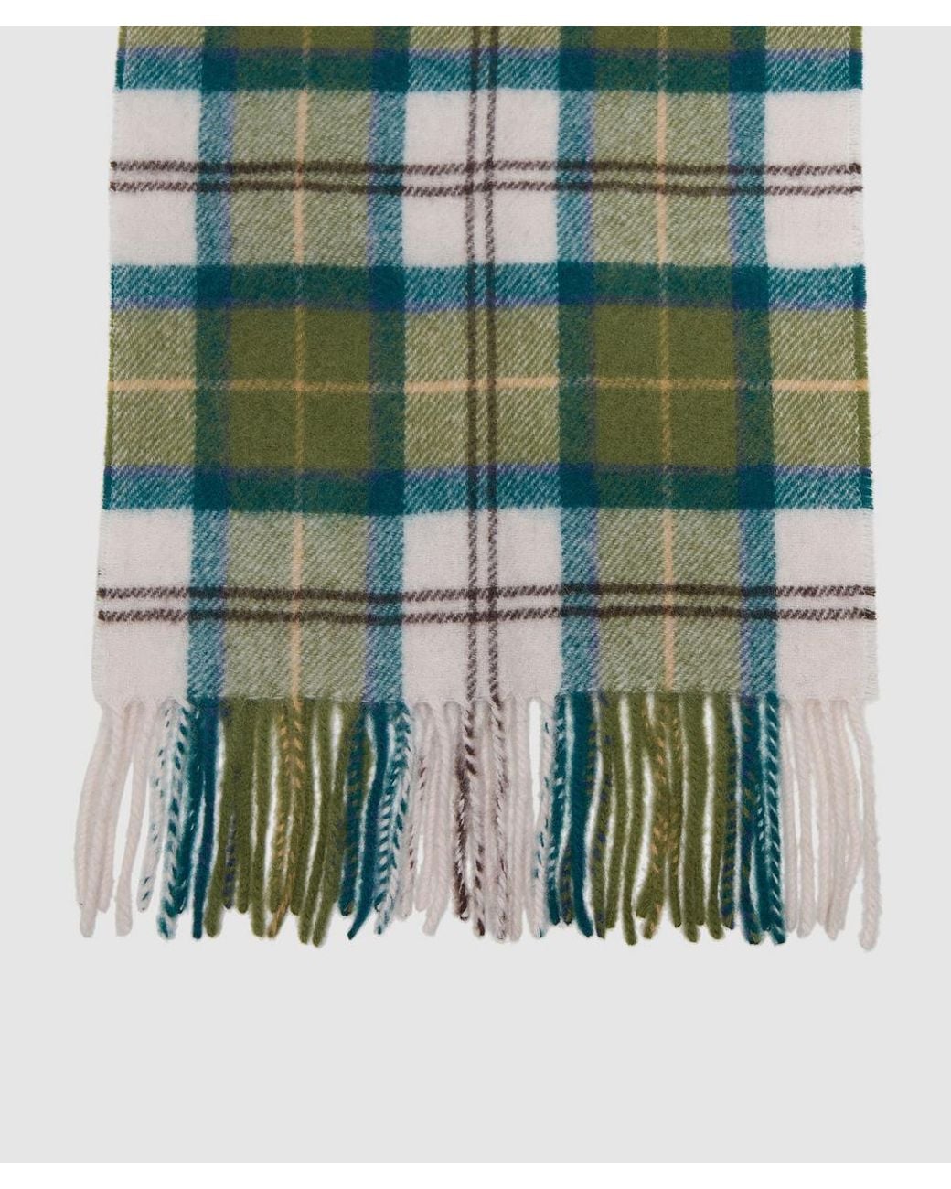 Barbour Green Tartan Lambswool Scarf (Ancient