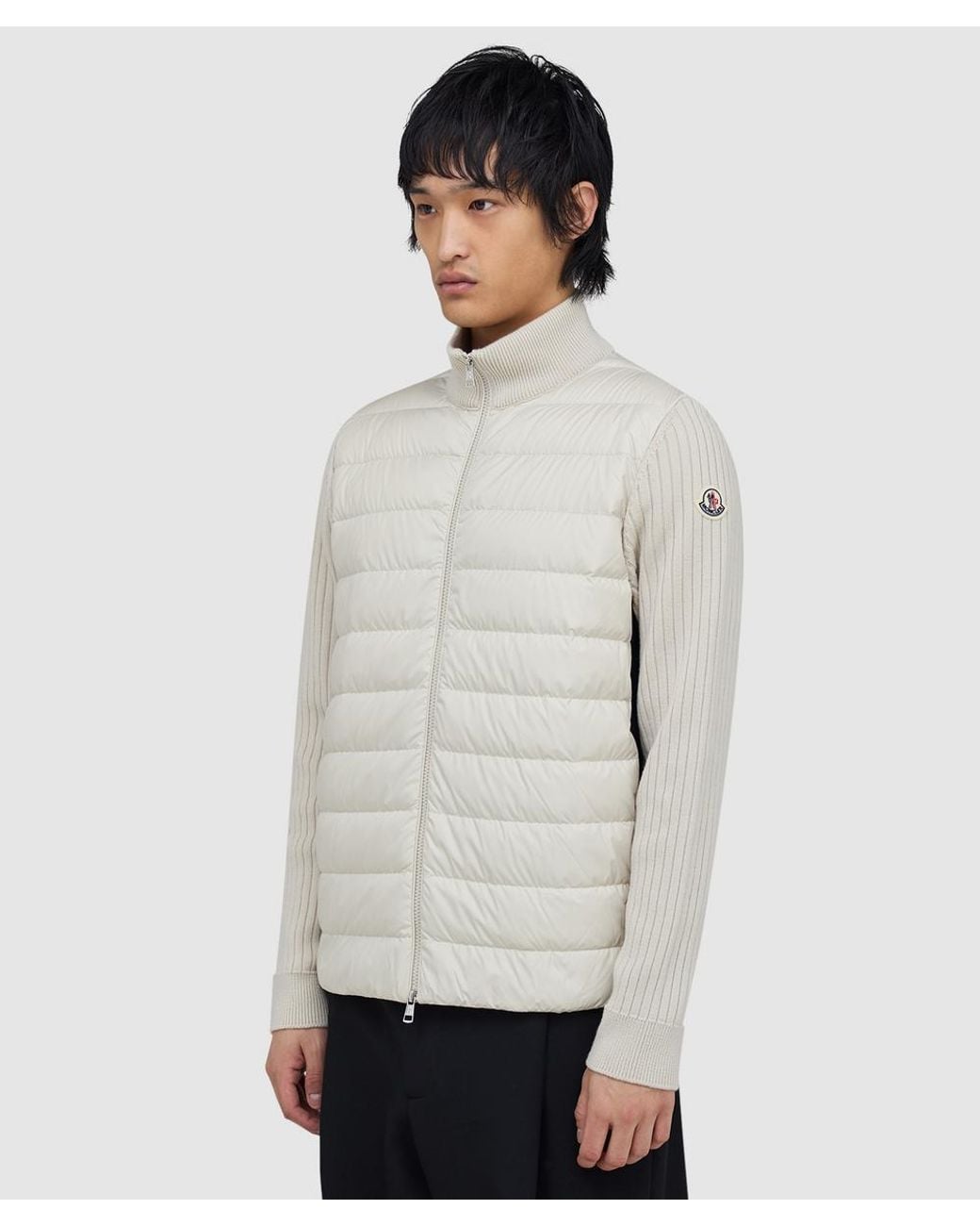 Moncler White Contrast Panel Down Jacket for men