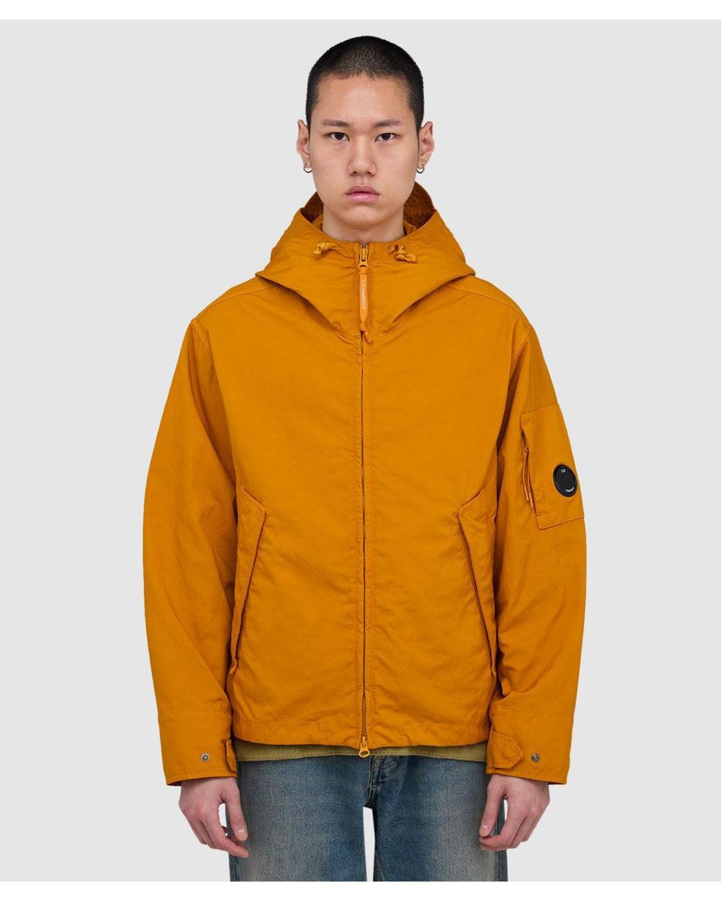C P Company Orange Twill Hooded Lens Jacket (Desert Sun for men