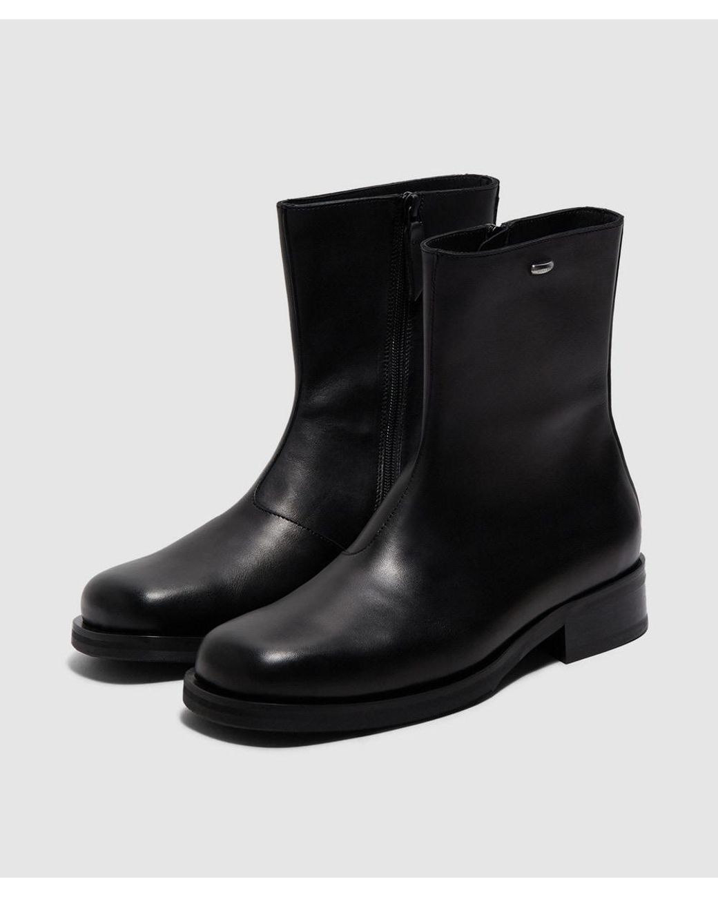 Our Legacy Black Leather Camion Square-Toe Work Boots