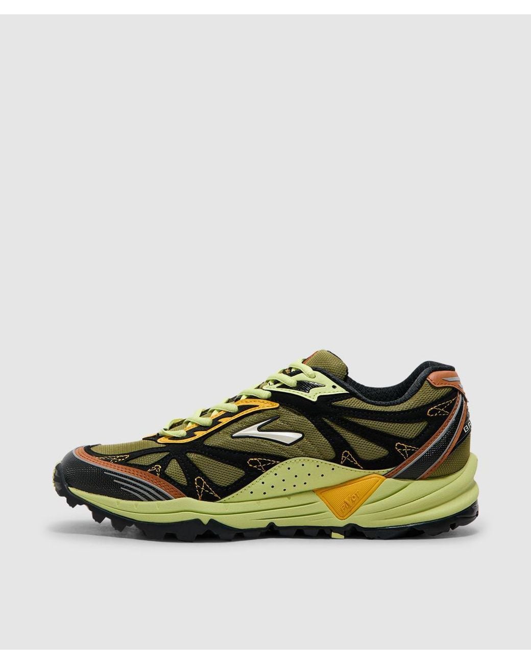 Brooks Yellow Cascadia 1 Sneaker (Peat Moss/Daiquiri for men