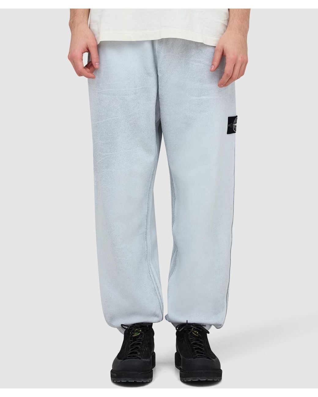 Stone Island Gray Reflective Lamination Fleece Sweatpant (Sky for men