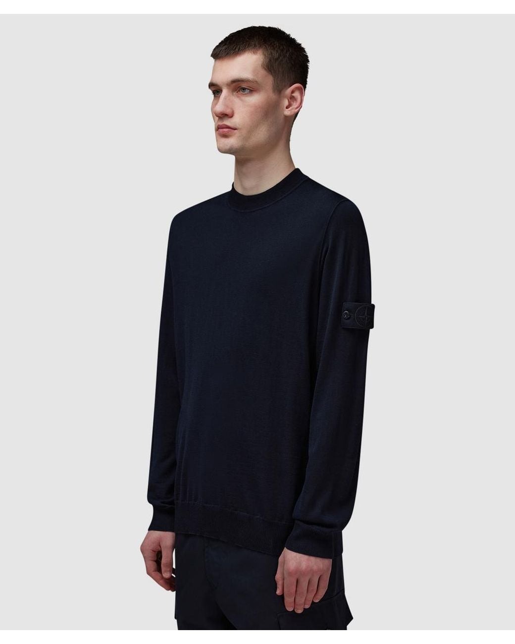 Stone Island Blue Ghost Wool Crewneck Sweatshirt for men