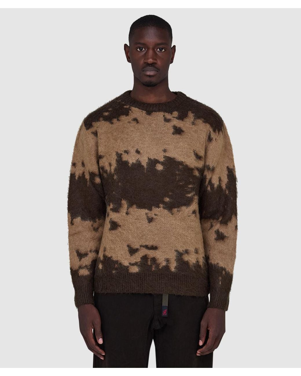 Gramicci Brown Mohair Splatter Sweater for men