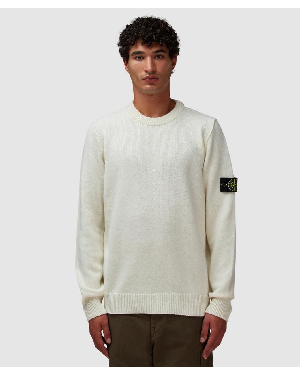 Stone Island Gray Lambswool Sweater (Ivory for men