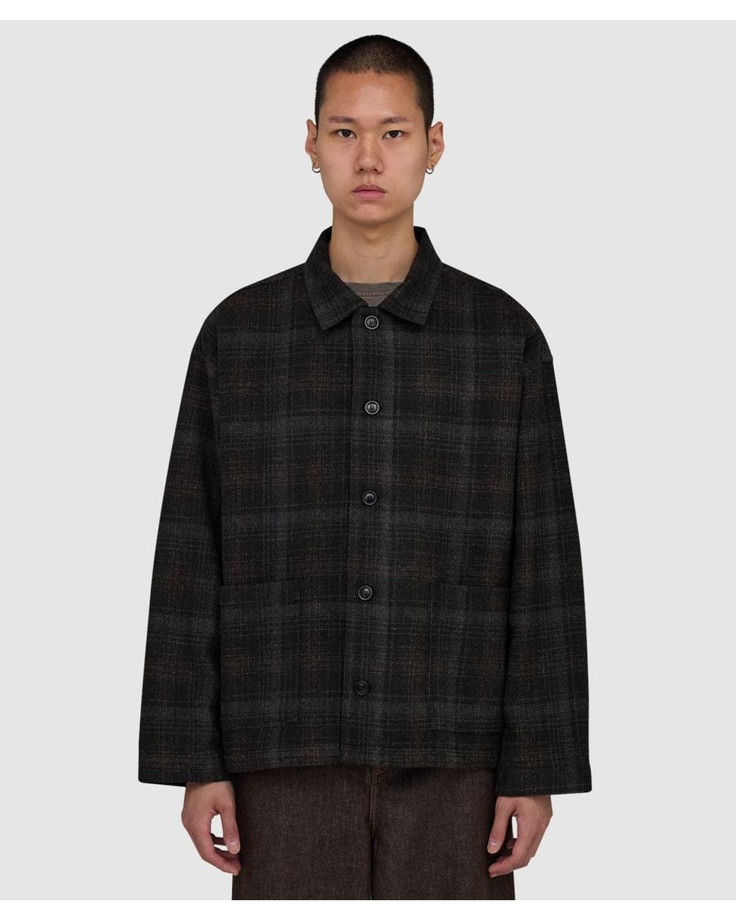 YMC Black Pj Overshirt Multi Subtle Flannel for men
