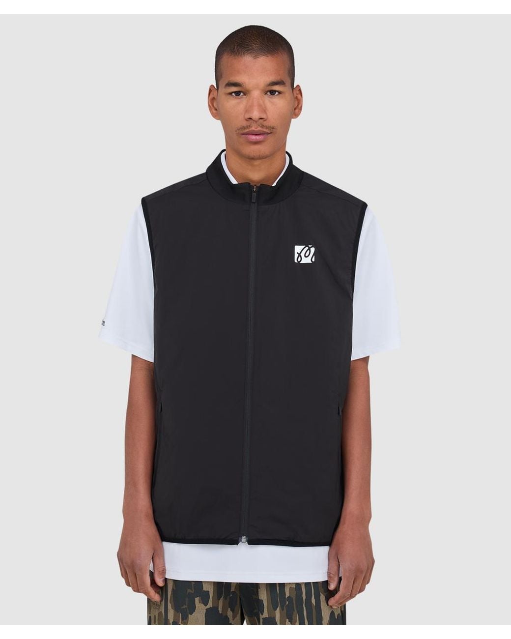 Malbon Golf Black Performance Ribbed Panel Gillet for men