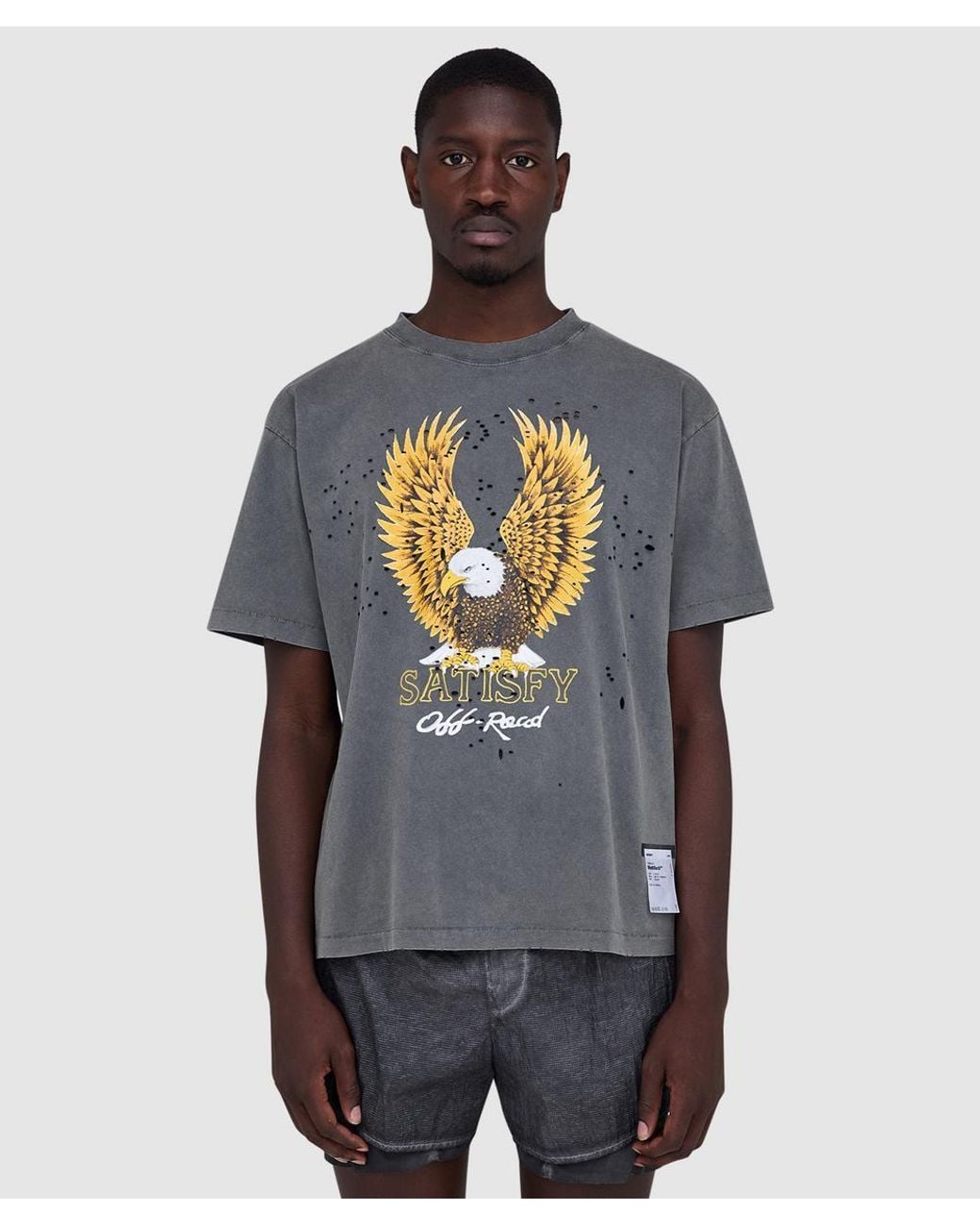 Satisfy Gray Mothtech Golden Eagle T-Shirt (Faded for men
