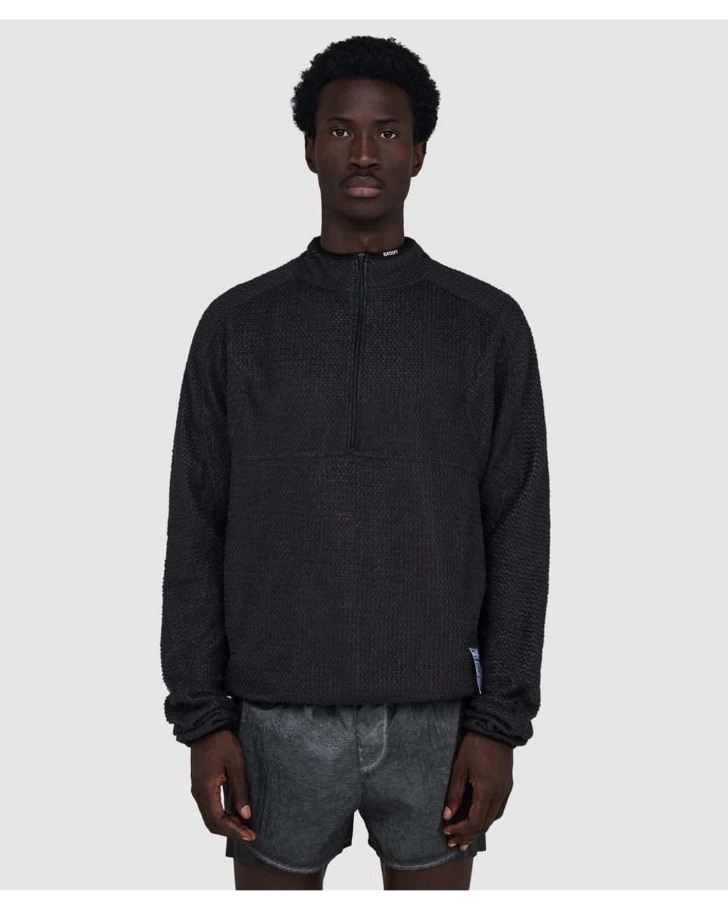 Satisfy Black Fuzzfleece Ad Half Zip Sweater (Phantom for men