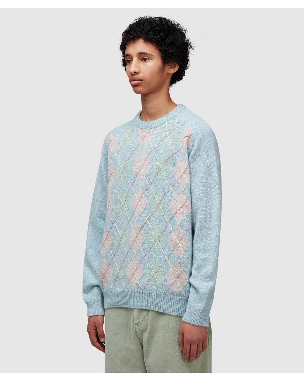 Noah Pastel Argyle Shetland Sweater ( in Blue for Men | Lyst