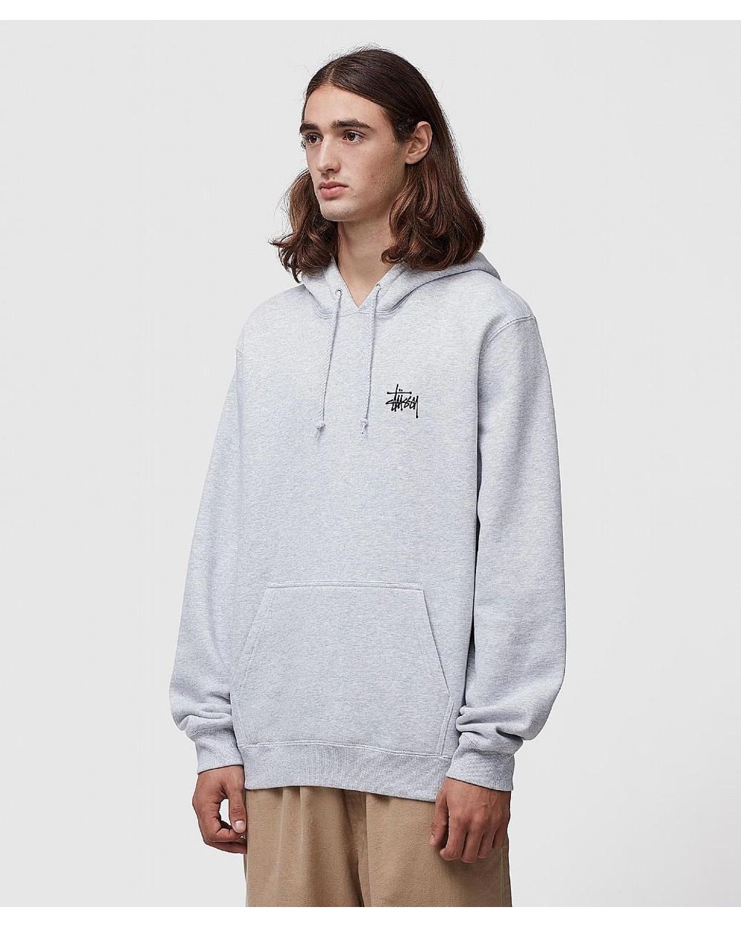 Stussy Basic Hoodie in Gray for Men | Lyst