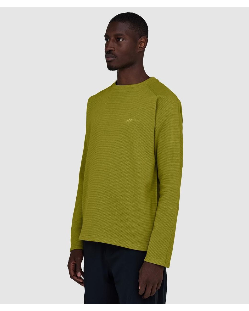 Mellow Clo Green Everyday Waffle Long Sleeve T-Shirt (Persian Lime for men