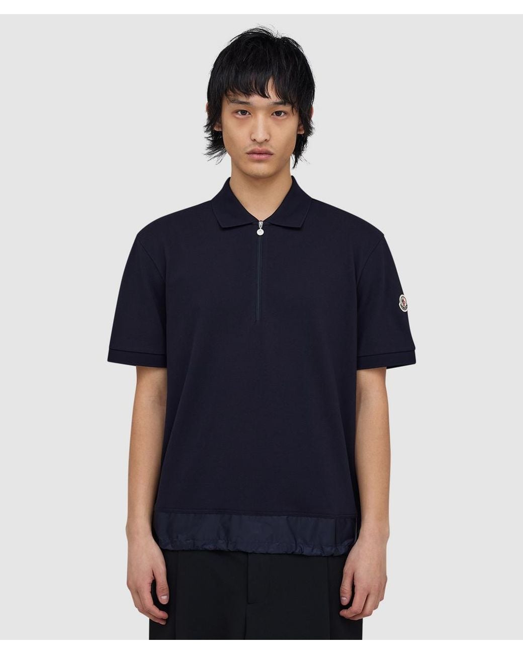 Moncler Blue Quarter Zip Polo Shirt for men