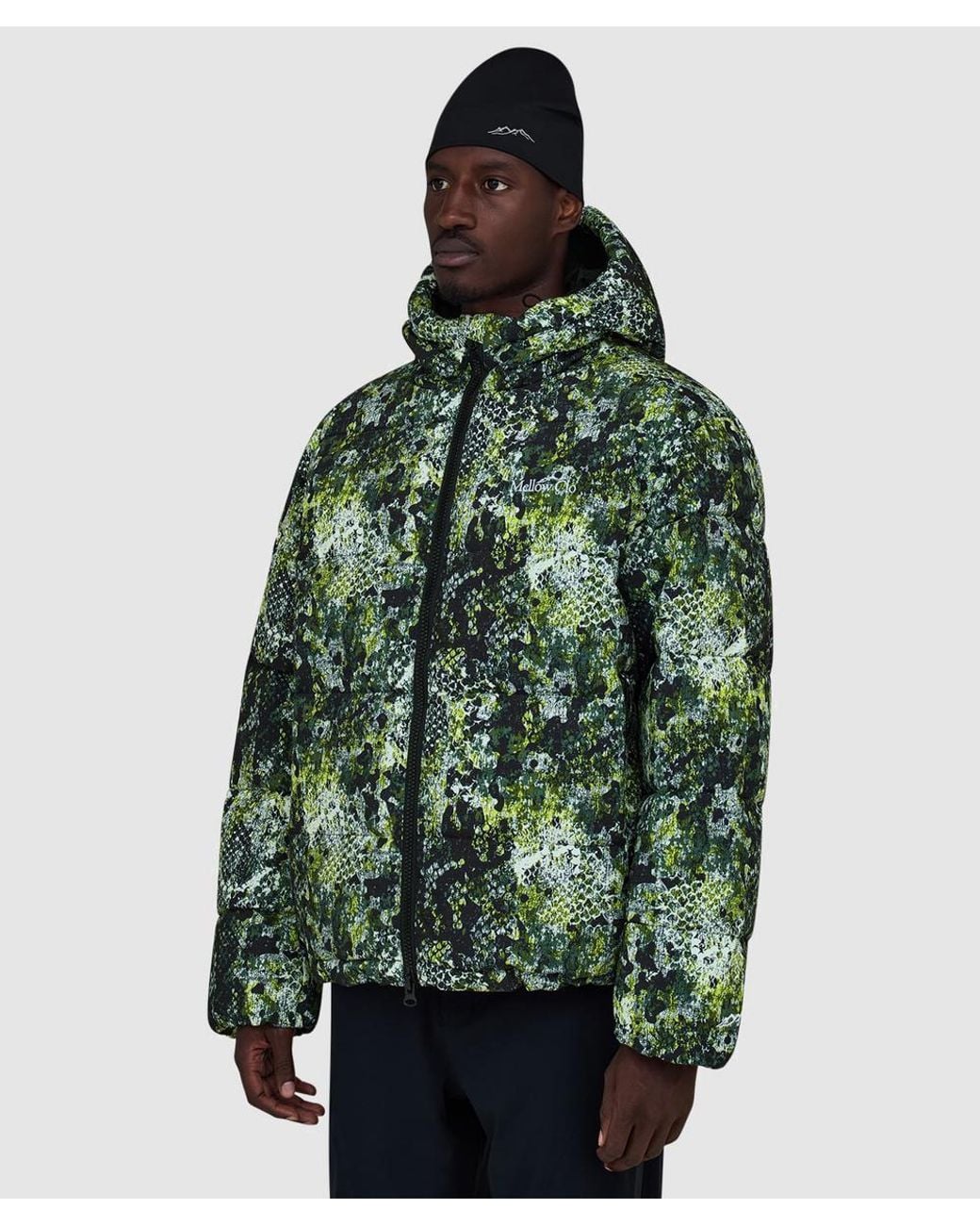 Mellow Clo Green Summit Puffer Jacket (Serpent Camo for men