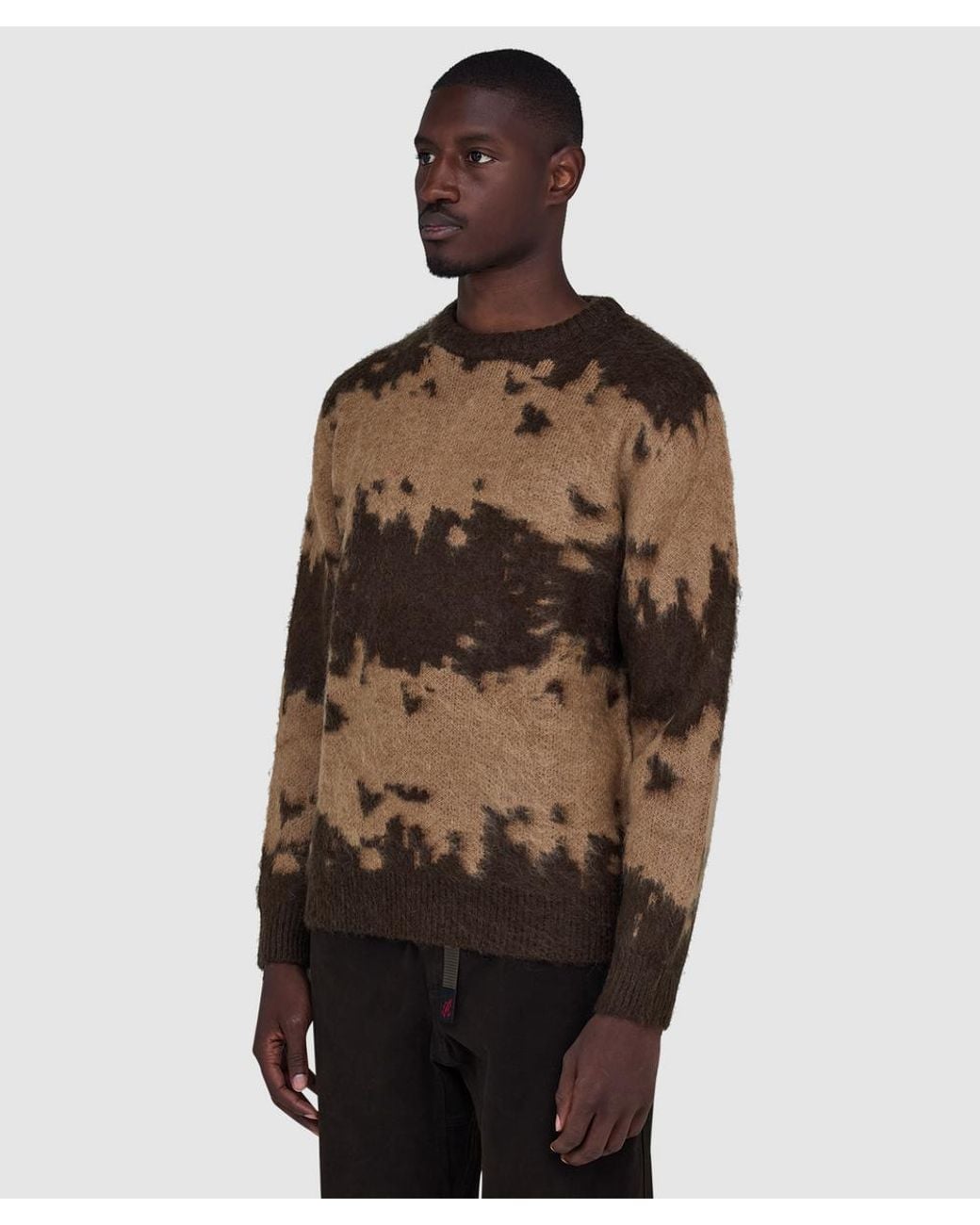 Gramicci Brown Mohair Splatter Sweater for men