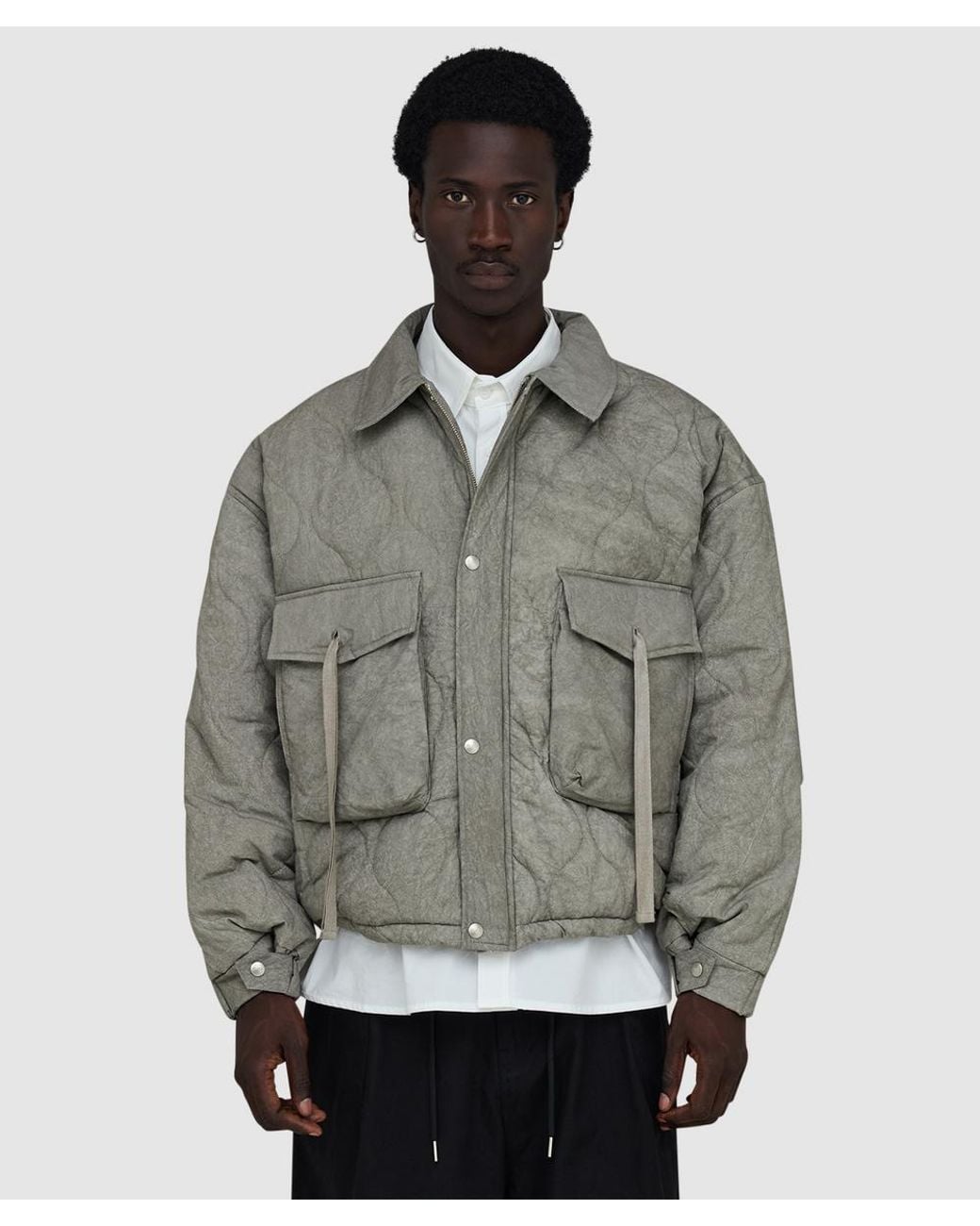Estudio Niksen Gray Quilted Pocket Jacket for men