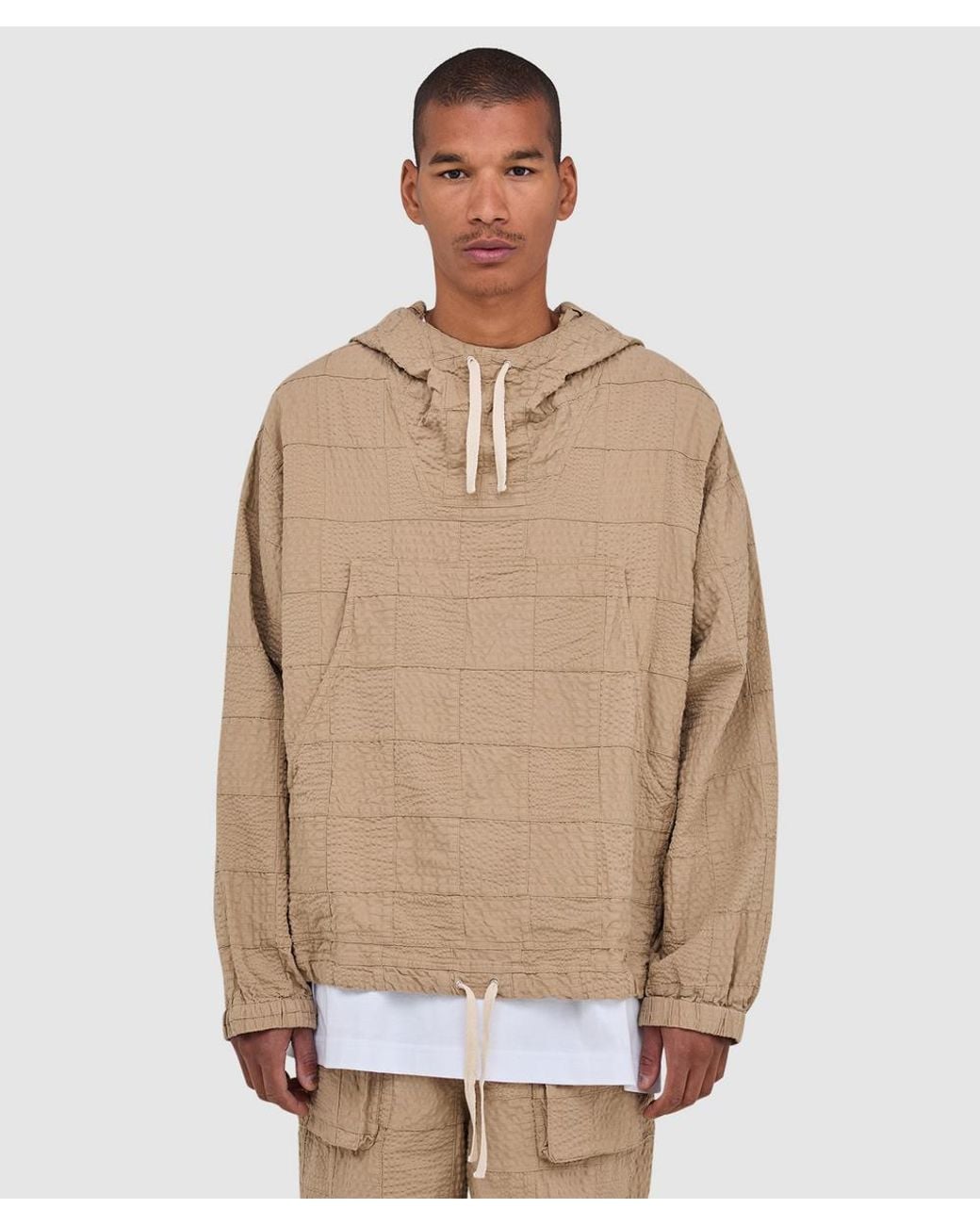 Cafe Mountain Natural Patchwork Foray Smock Jacket (Sand Seersucker for men