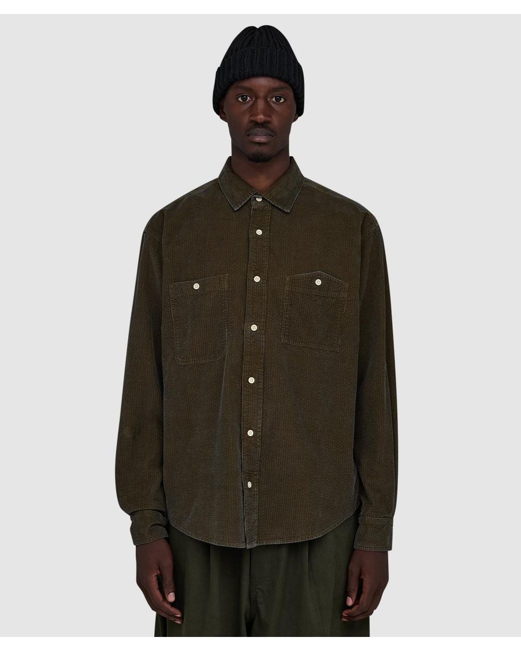 Cafe Mountain Green Seersucker Cord Workers Shirt (Vintage for men