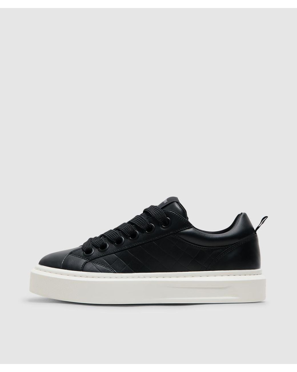 Cleens Black Ace Woven Leather Sneaker (Shadow for men