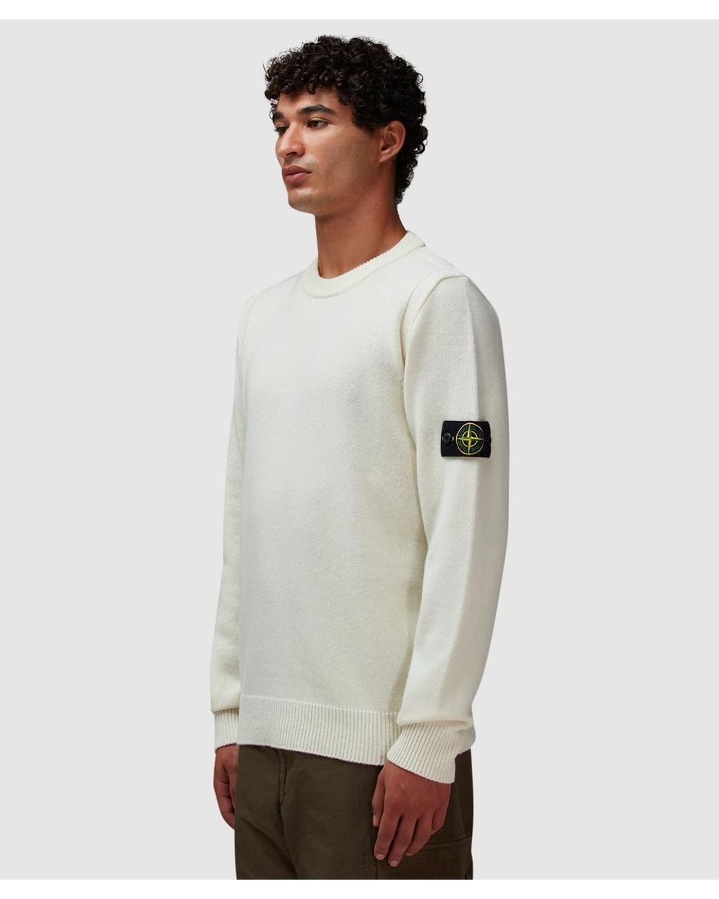 Stone Island Gray Lambswool Sweater (Ivory for men