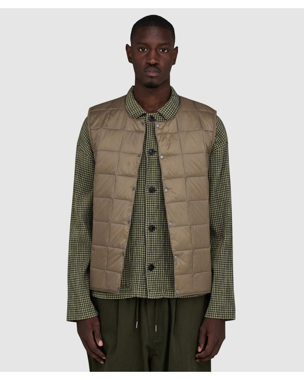 Taion Green Crewneck Down Gilet for men