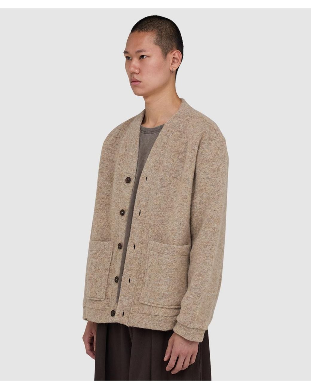 Universal Works Natural Wool Fleece Advance Cardigan (Fawn for men