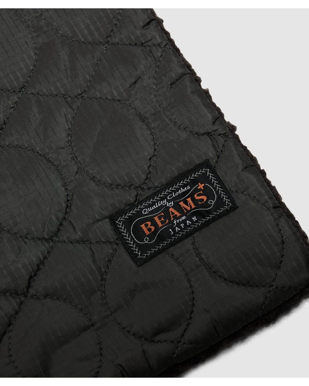 Beams Plus Black Muffler Boa Quilting Scarf (Charcoal