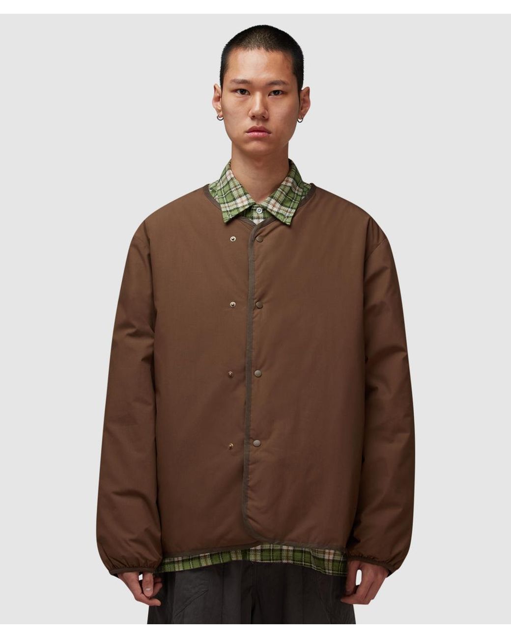 Nanamica Brown Reversible Down Cardigan for men