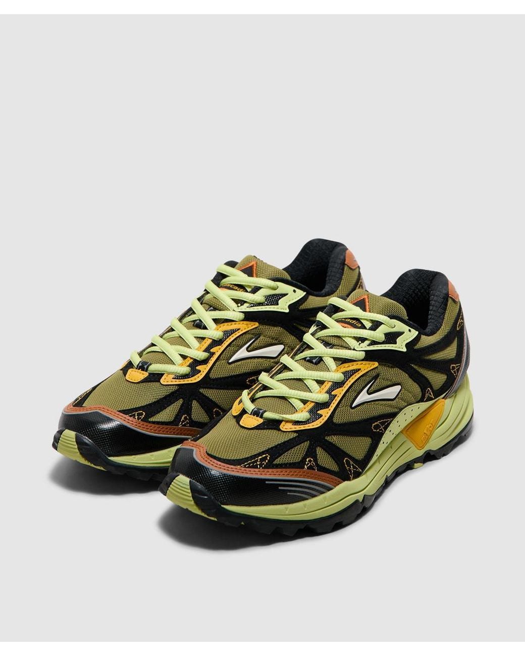 Brooks Yellow Cascadia 1 Sneaker (Peat Moss/Daiquiri for men