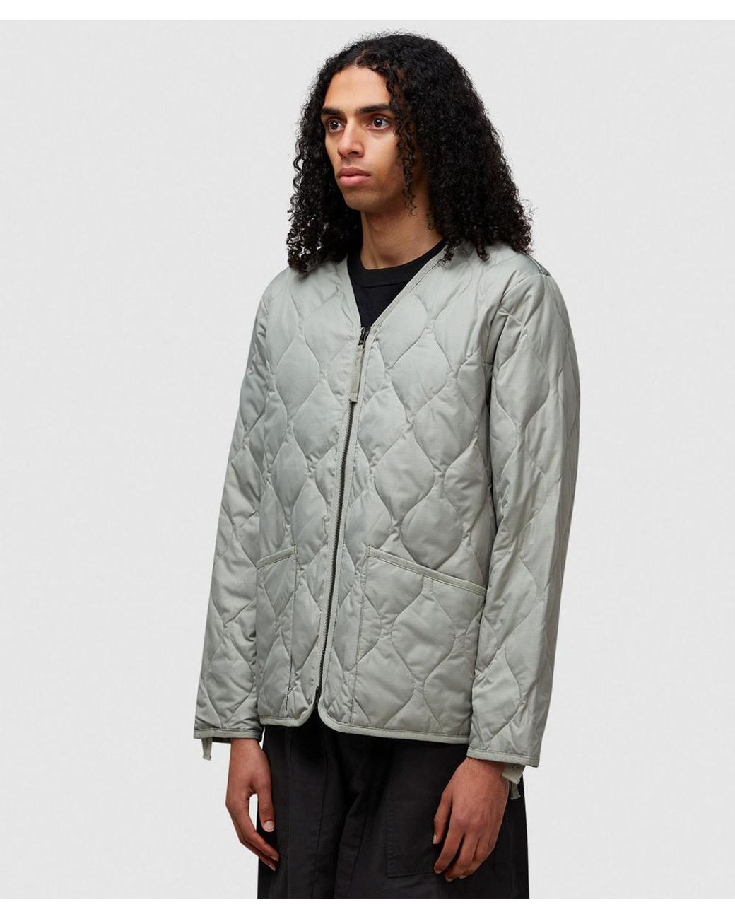 Taion Gray Military V-Neck Down Jacket (D.Sage for men