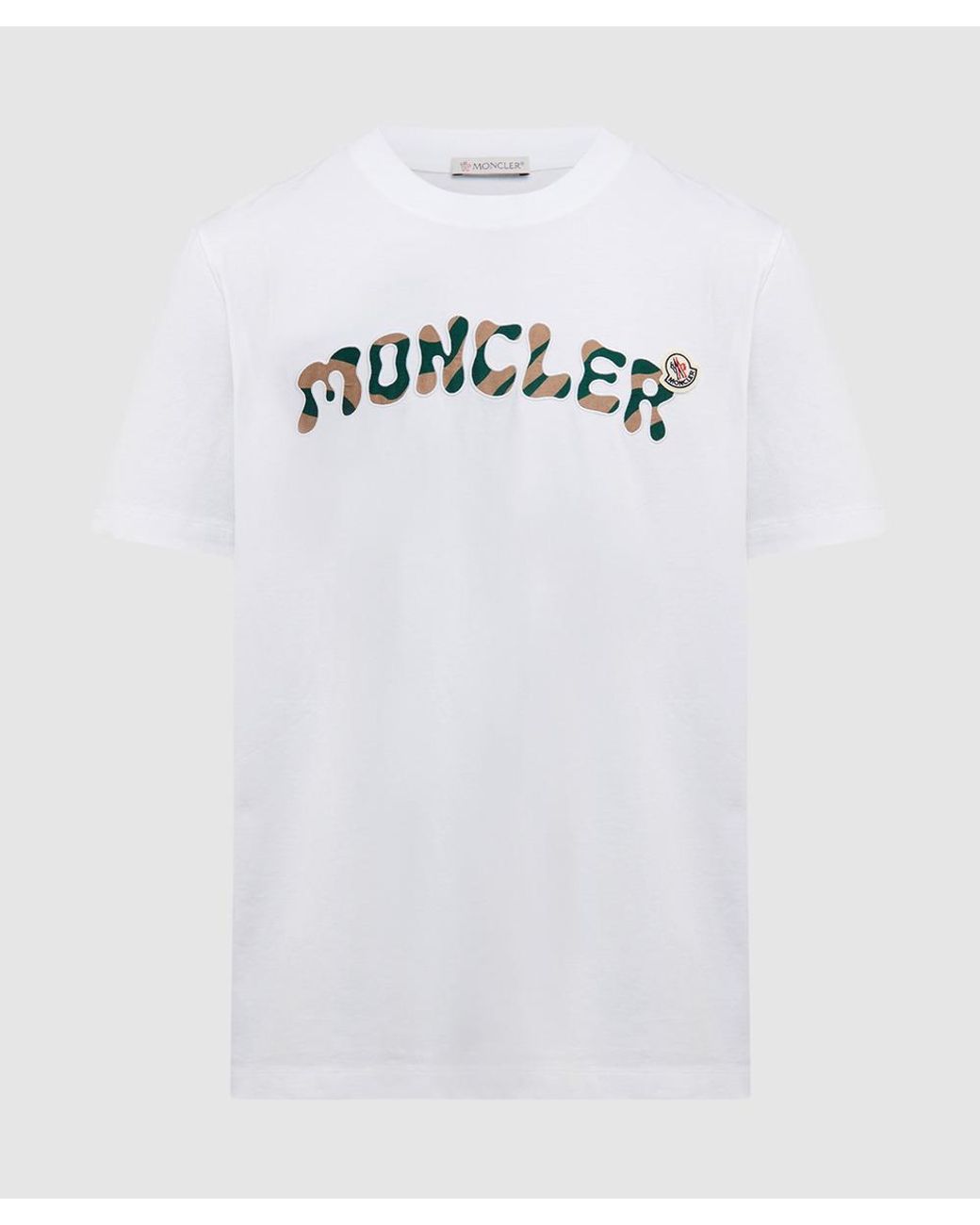 Moncler Camo Insert Logo Text T-shirt in White for Men | Lyst Canada