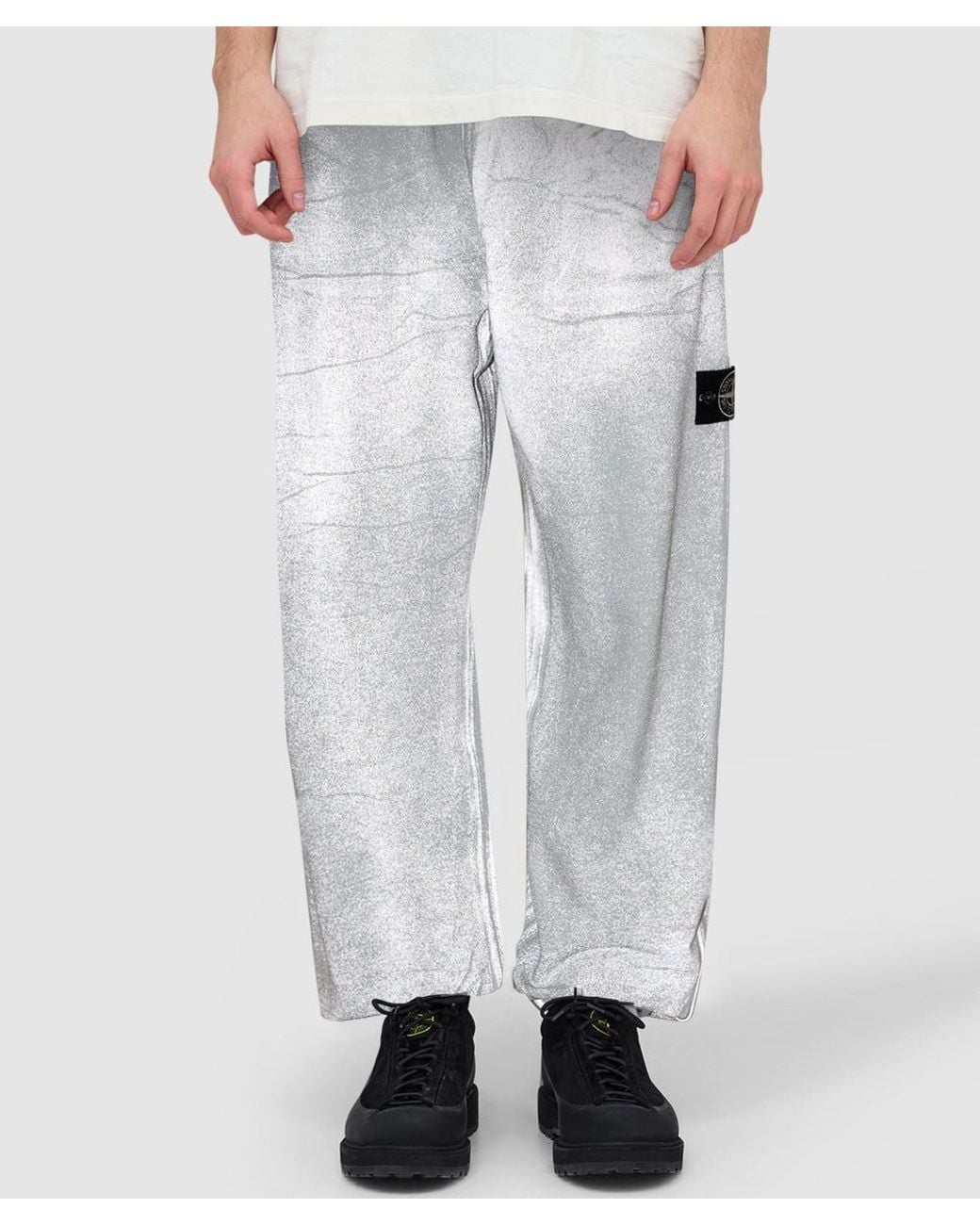 Stone Island Gray Reflective Lamination Fleece Sweatpant (Sky for men