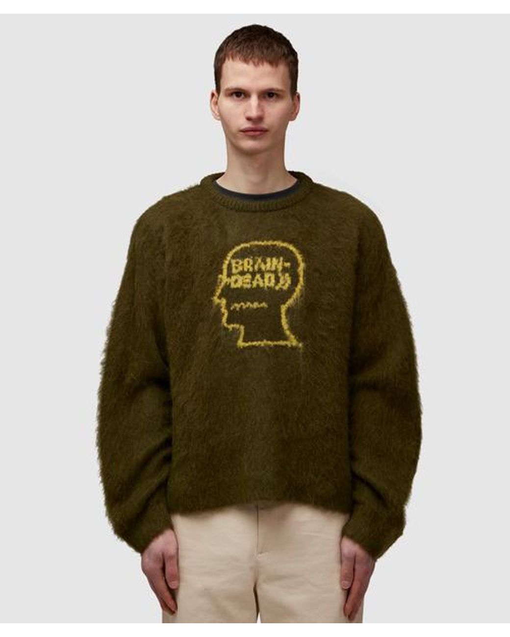 Brain Dead Uni Logo Head Knit Sweatshirt in Green for Men | Lyst