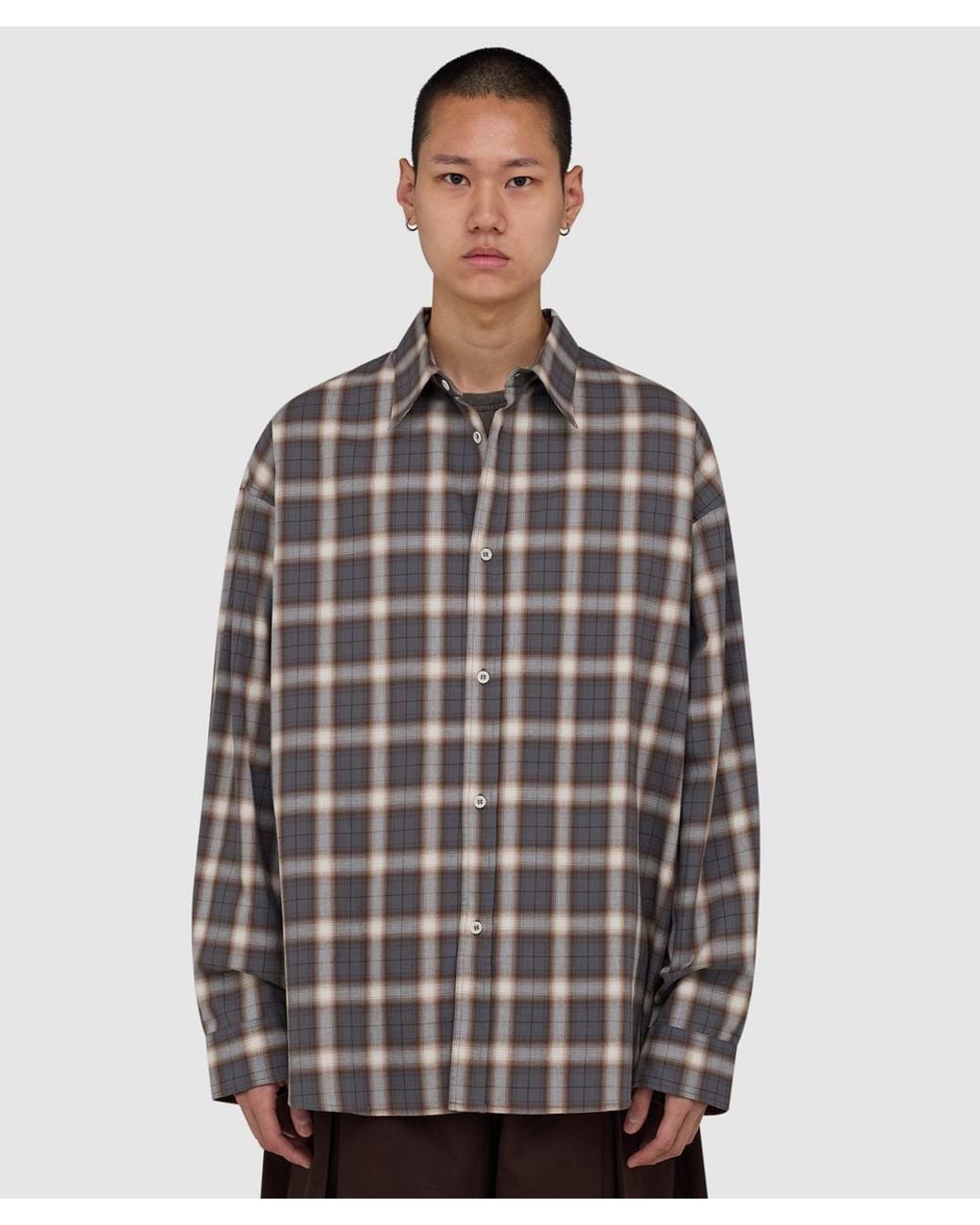 SAGE NATION Gray Chisholm Shirt (Ivory Espresso Check for men
