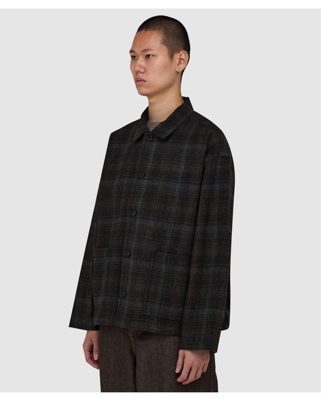 YMC Black Pj Overshirt Multi Subtle Flannel for men